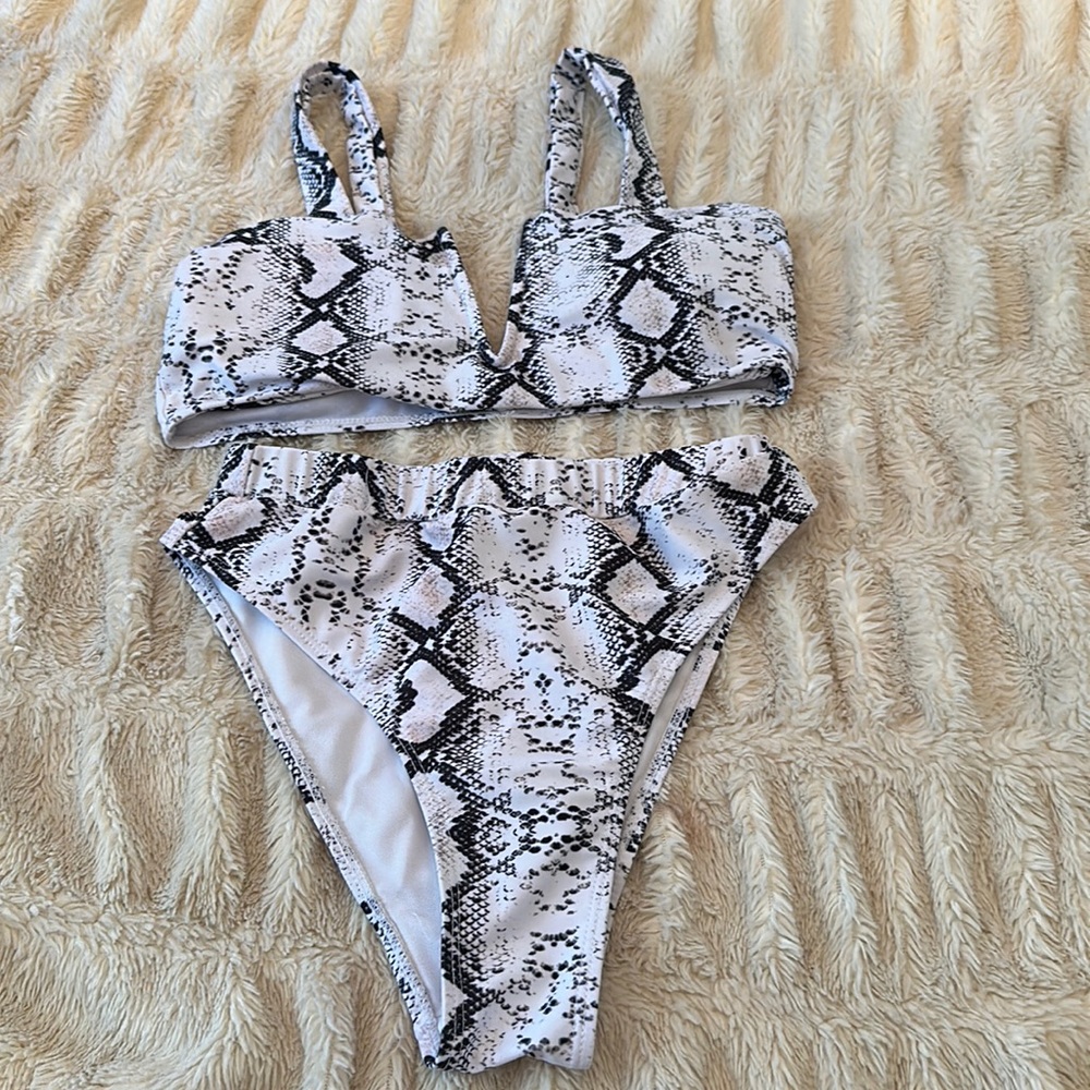 Faux Snake Skin Print Bikini- Size Medium Swim Suit